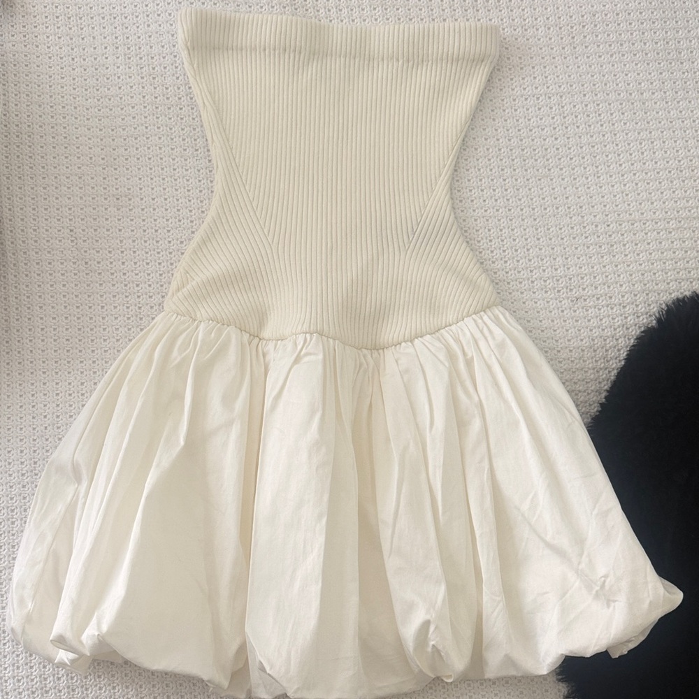 NWOT Reformation Strapless Cream Margot Bubble Dress Sz XS